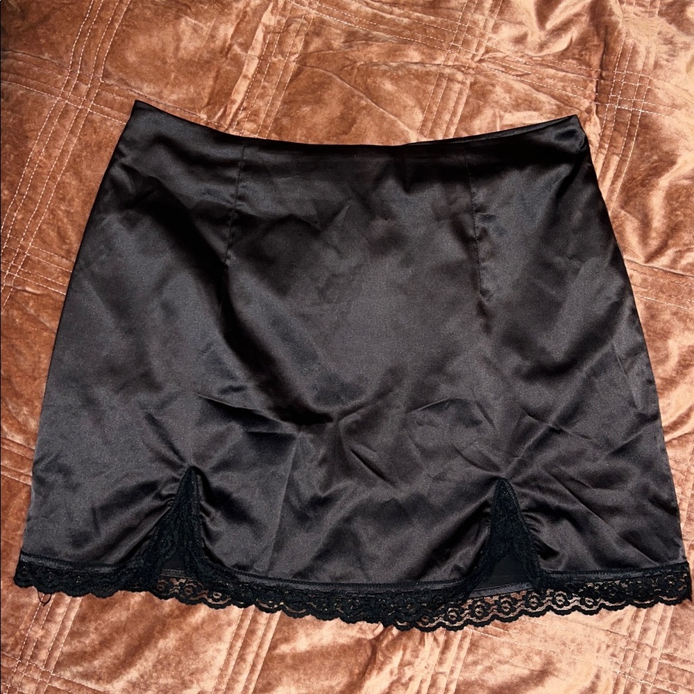 Pacsun Beverly and Beck Black Lace Trimmed Satin Skirt